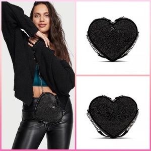 New vs heart rhinestone  logo black crossbody